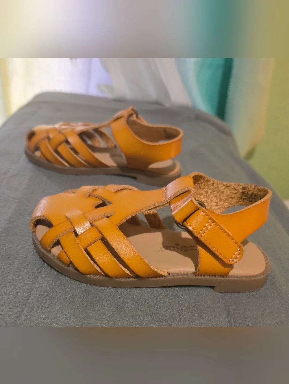 Cat & Jack Toddler Fisherman Sandals Tan Brown Size 5 Hook & Loop